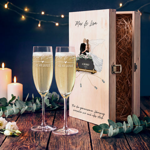Leonardo Gläser mit Gravur - Hochzeitsauto & Wedding Love als Set