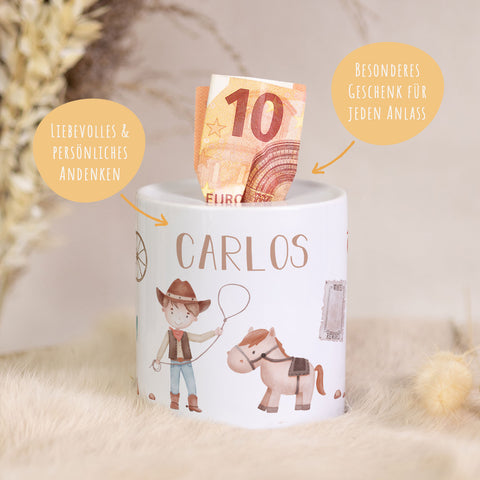 Spardose aus Keramik - Cowboy