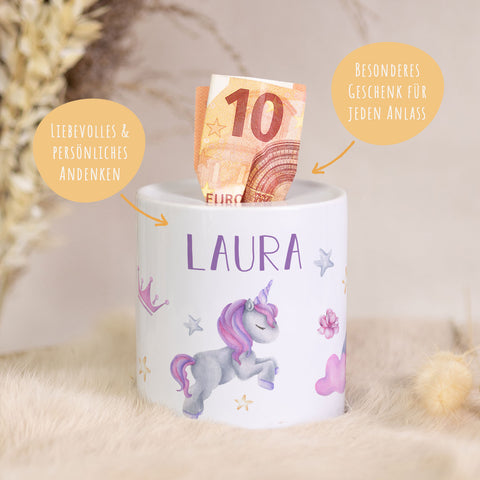 Spardose aus Keramik - Einhorn