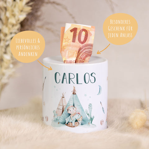 Spardose aus Keramik - Indianer