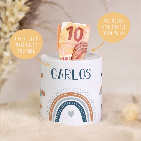 Spardose aus Keramik - Regenbogen