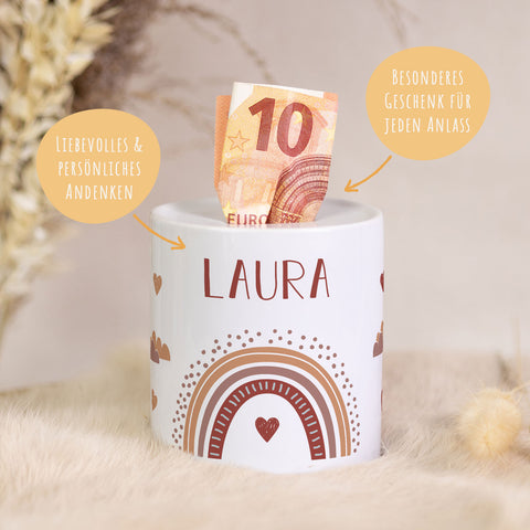 Spardose aus Keramik - Regenbogen