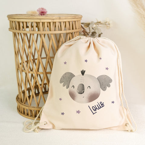 Turnbeutel mit Kindermotiv  - Tierköpfe - für Kinder