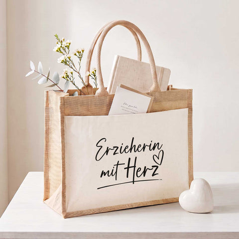 Bedruckte Strandtasche - Kindergartenzeit - Geschenk zum Erzieherabschied