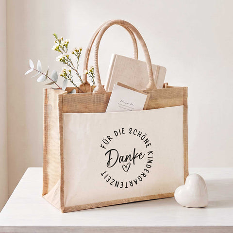 Bedruckte Strandtasche - Kindergartenzeit - Geschenk zum Erzieherabschied