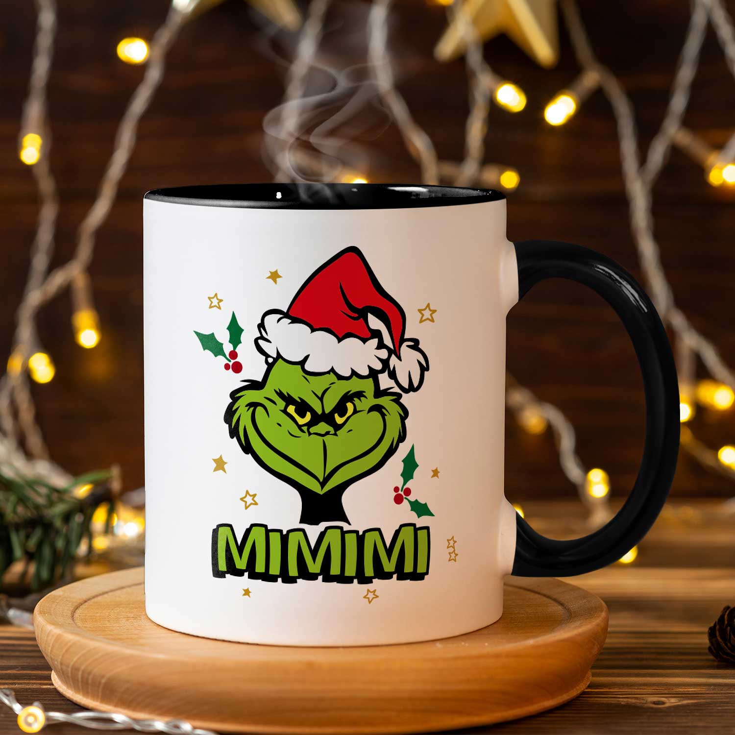Personalisiert Grinch Weihnachtstasse – Mit Namen, Lustiges Design, Spülmaschinenfest