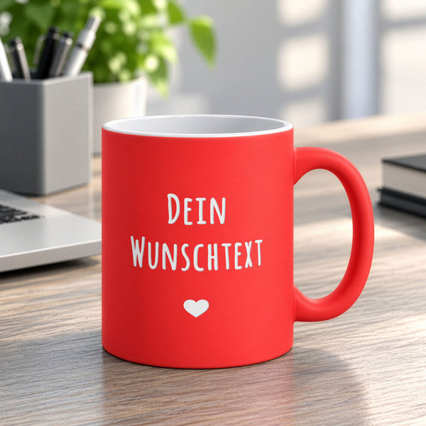 Farbige personalisierte Tasse mit Namen & Wunschtext – Lasergravur