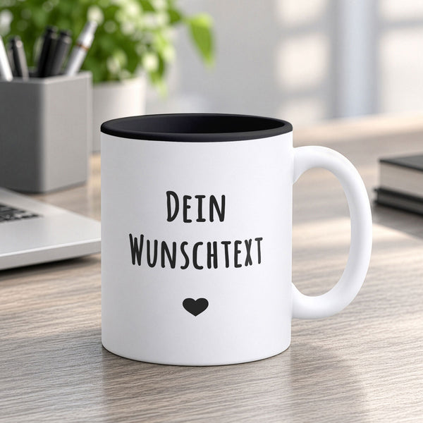 Weiße personalisierte Tasse mit Namen & Wunschtext – Lasergravur