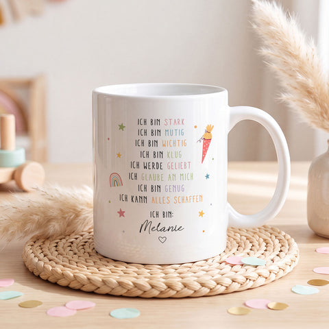 Bedruckte Tasse - Mutmacher - Geschenk zur Einschulung