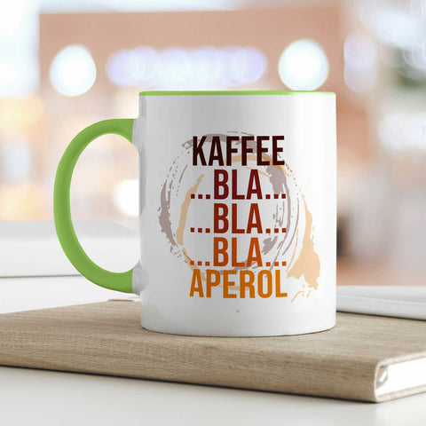 Bedruckte Tasse mit Aperol Spritz Motiv - Kaffee bla bla bla Aperol - Aperol Geschenk