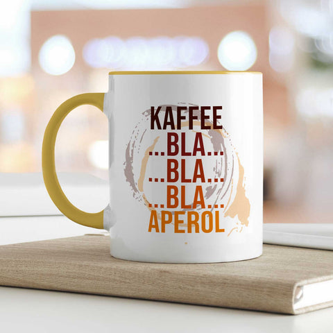 Bedruckte Tasse mit Aperol Spritz Motiv - Kaffee bla bla bla Aperol - Aperol Geschenk