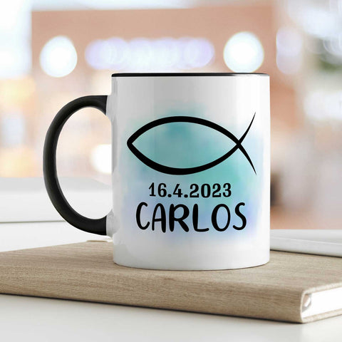 Bedruckte Tasse - zur Konfirmation mit Name & Datum