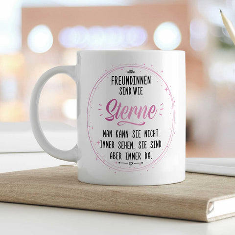 Bedruckte Tasse mit Spruch Freundinnen sind wie Sterne