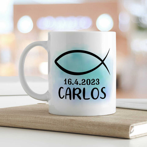 Bedruckte Tasse - zur Konfirmation mit Name & Datum