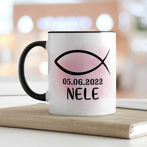 Bedruckte Tasse - zur Konfirmation mit Name & Datum