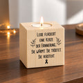 Trauerlicht - Teelichthalter mit Gravur aus Holz - Grabschmuck