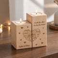 Gravierter Teelichthalter aus Holz im Set mit Namensherz Mama Design