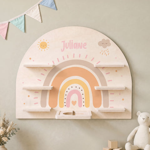 Toniebox Regal für Kinderzimmer - Regenbogen Pastell - Personalisiert mit Namen