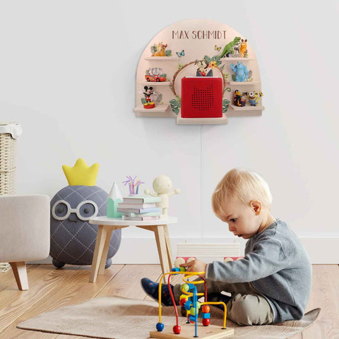 Toniebox Regal für Kinderzimmer - Tiergruppe Safari - Personalisiert mit Namen