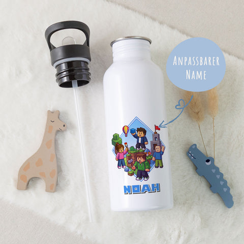 Bedruckte Trinkflasche aus Edelstahl - Blockhelden