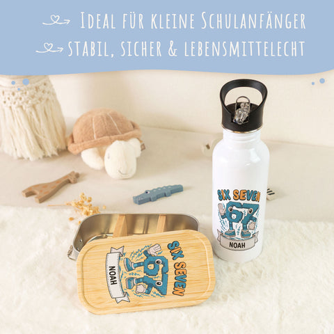 Bedruckte Brotdose & Trinkflasche im Set - Six Seven
