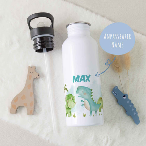 Bedruckte Trinkflasche aus Edelstahl - Dinos