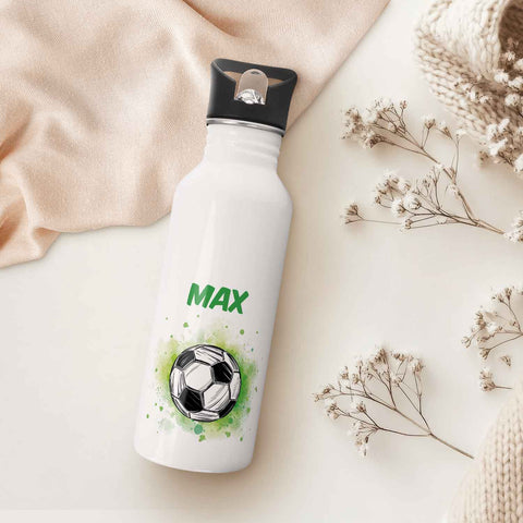 Bedruckte Trinkflasche aus Edelstahl - Fußball