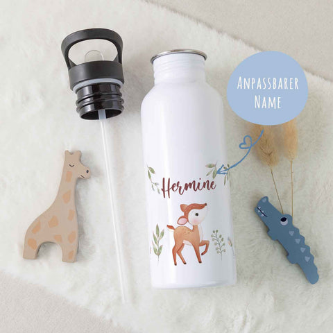 Bedruckte Trinkflasche aus Edelstahl - Reh