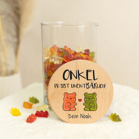 Bedrucktes Vorratsglas mit Holzdeckel - UnentBÄRlich