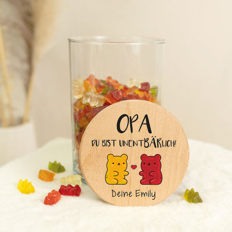 Bedrucktes Vorratsglas mit Holzdeckel - UnentBÄRlich