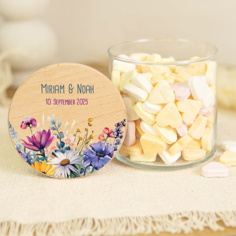 Bedrucktes Vorratsglas mit Holzdeckel - Wild Flowers