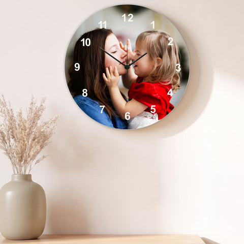 Wanduhr aus Holz Personalisiert - mit UV Druck