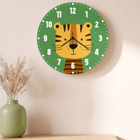 Wanduhr für Kinder im Tiger Design - mit UV Druck