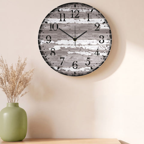 Wanduhr aus Holz Vintage Gray - mit UV Druck