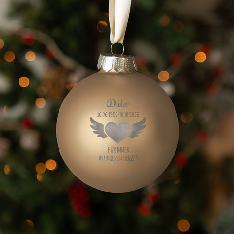 Gravierte Weihnachtskugel - Flügelherz