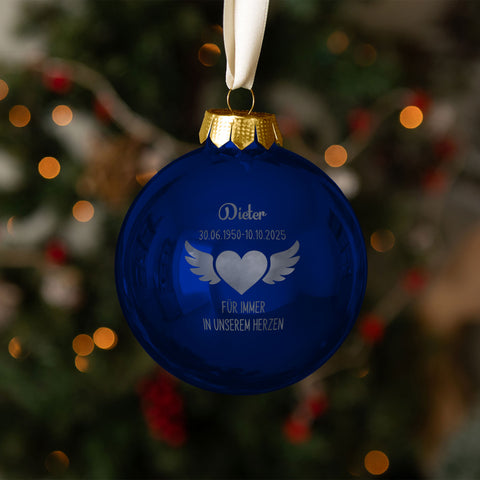 Gravierte Weihnachtskugel - Flügelherz