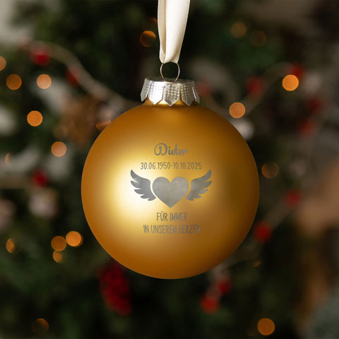 Gravierte Weihnachtskugel - Flügelherz