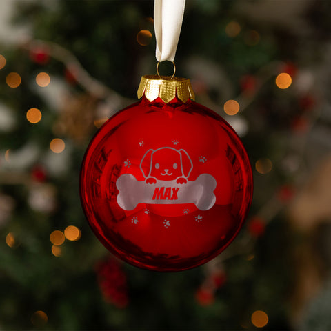 Gravierte Weihnachtskugel - Haustier - Hund & Katze