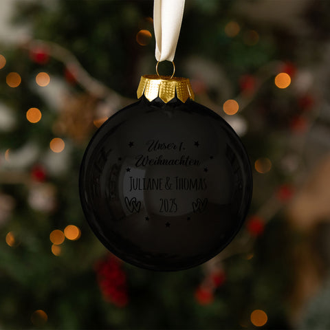 Gravierte Weihnachtskugel - Unser erstes Weihnachten für Paare