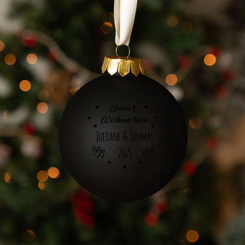 Gravierte Weihnachtskugel - Unser erstes Weihnachten für Paare