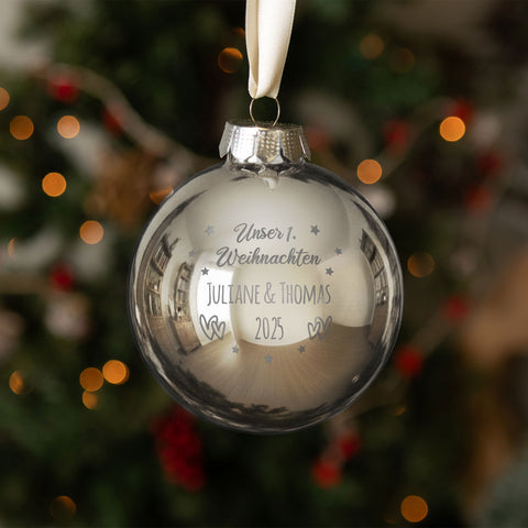 Gravierte Weihnachtskugel - Unser erstes Weihnachten für Paare