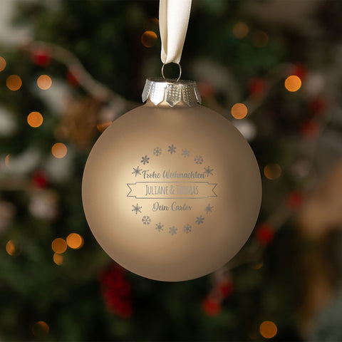 Gravierte Weihnachtskugel mit Wunschtext