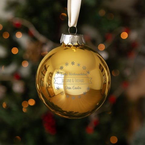 Gravierte Weihnachtskugel mit Wunschtext