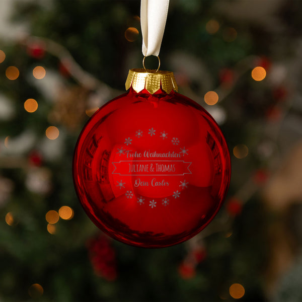Gravierte Weihnachtskugel mit Wunschtext GRAVURZEILE