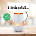 Deko Windlicht aus Glas mit Gravur - Skyline Köln