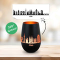 Deko Windlicht aus Glas mit Gravur - Skyline Köln