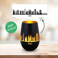 Deko Windlicht aus Glas mit Gravur - Skyline Köln