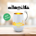 Deko Windlicht aus Glas mit Gravur - Skyline Berlin