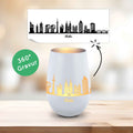Deko Windlicht aus Glas mit Gravur - Skyline Köln