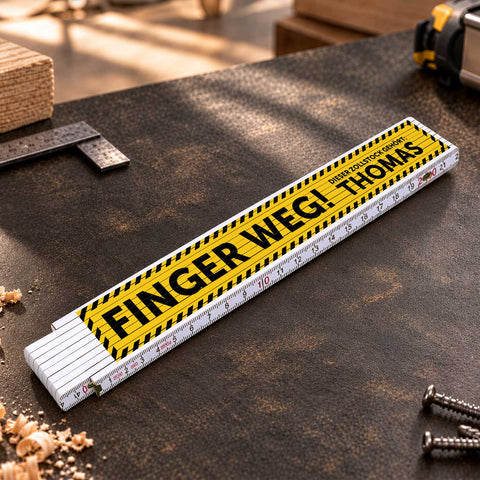 Zollstock 2 Meter mit Gravur - Finger Weg! - Personalisiert mit Namen